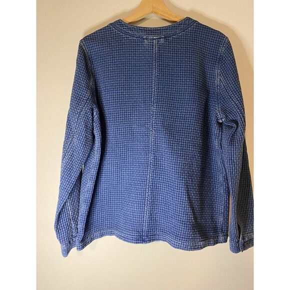 J Jill Pure Jill Indigo Field Jacket Geneva Wash M Waffle Knit Buttons - Picture 2 of 6